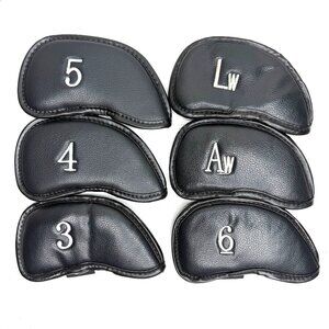Intech Golf Iron Head Cover 6 Pcs Set 3 4 5 6 Aw Lw Black Protector Resistant PU